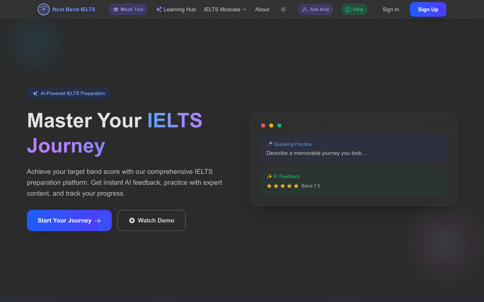 NextBand IELTS — website preview